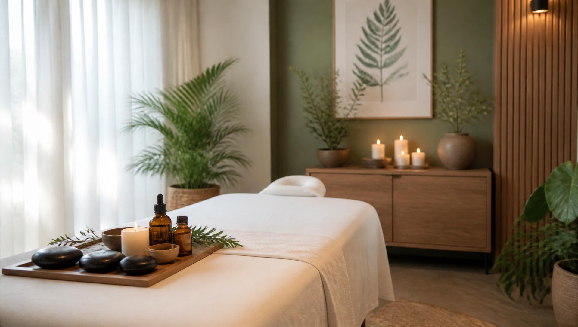 Serene massage therapy room at Cary Essence Bodywork
